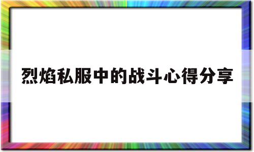 烈焰私服中的战斗心得分享的简单介绍