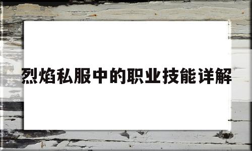 关于烈焰私服中的职业技能详解的信息