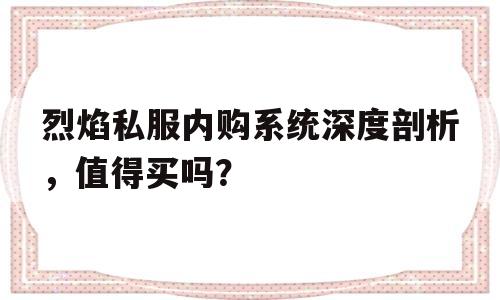 关于烈焰私服内购系统深度剖析，值得买吗？的信息